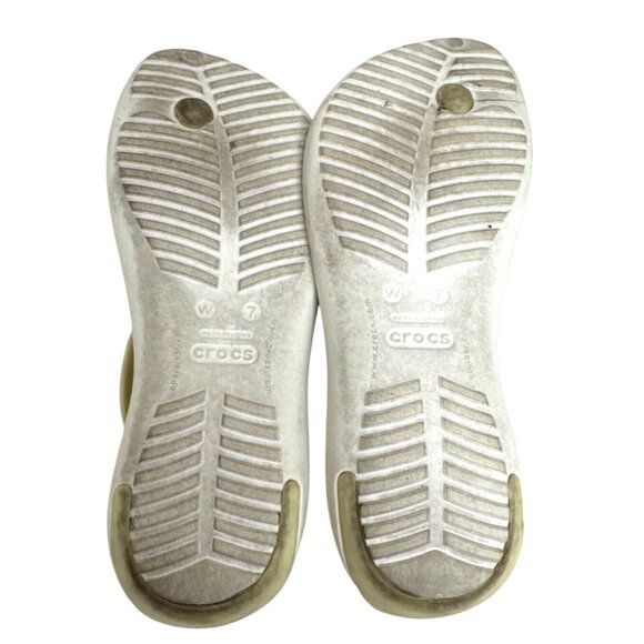 Crocs Womens Size 7 Beige & White Water Sandals - Picture 7 of 7